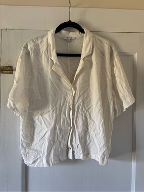 Madewell White Short-Sleeve Button-Down Shirt